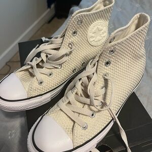 Converse Cream High-Top Sneakers with Perforated Design